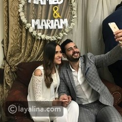 حامد الشراب وعروسه مريم في حفل خطوبتهما