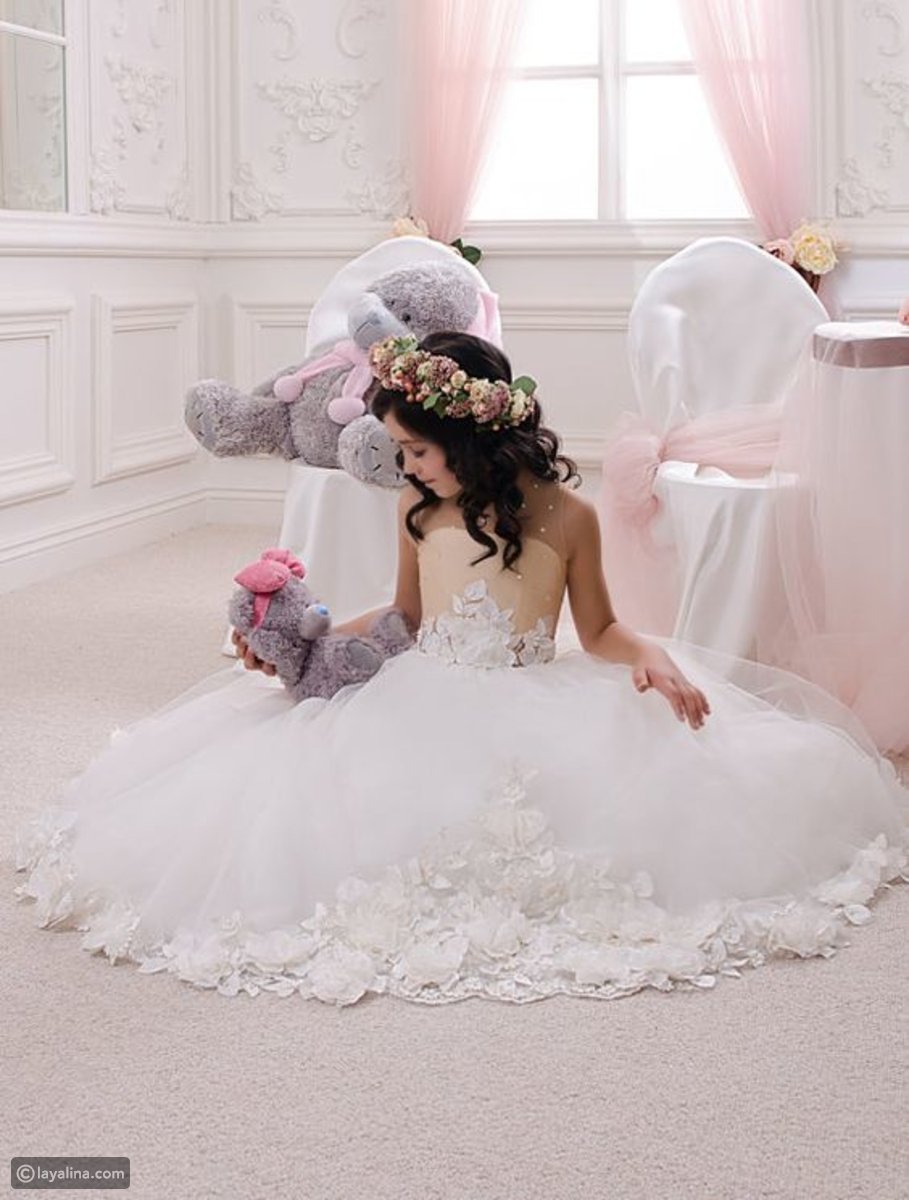 فستان أبيض للبنات للمناسبات