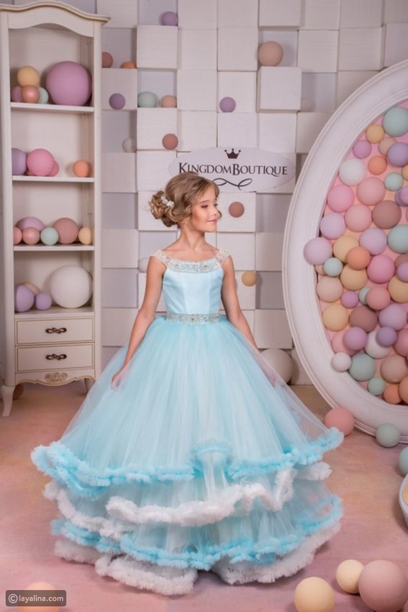 فستان زفاف للأطفال أزرق فاتح