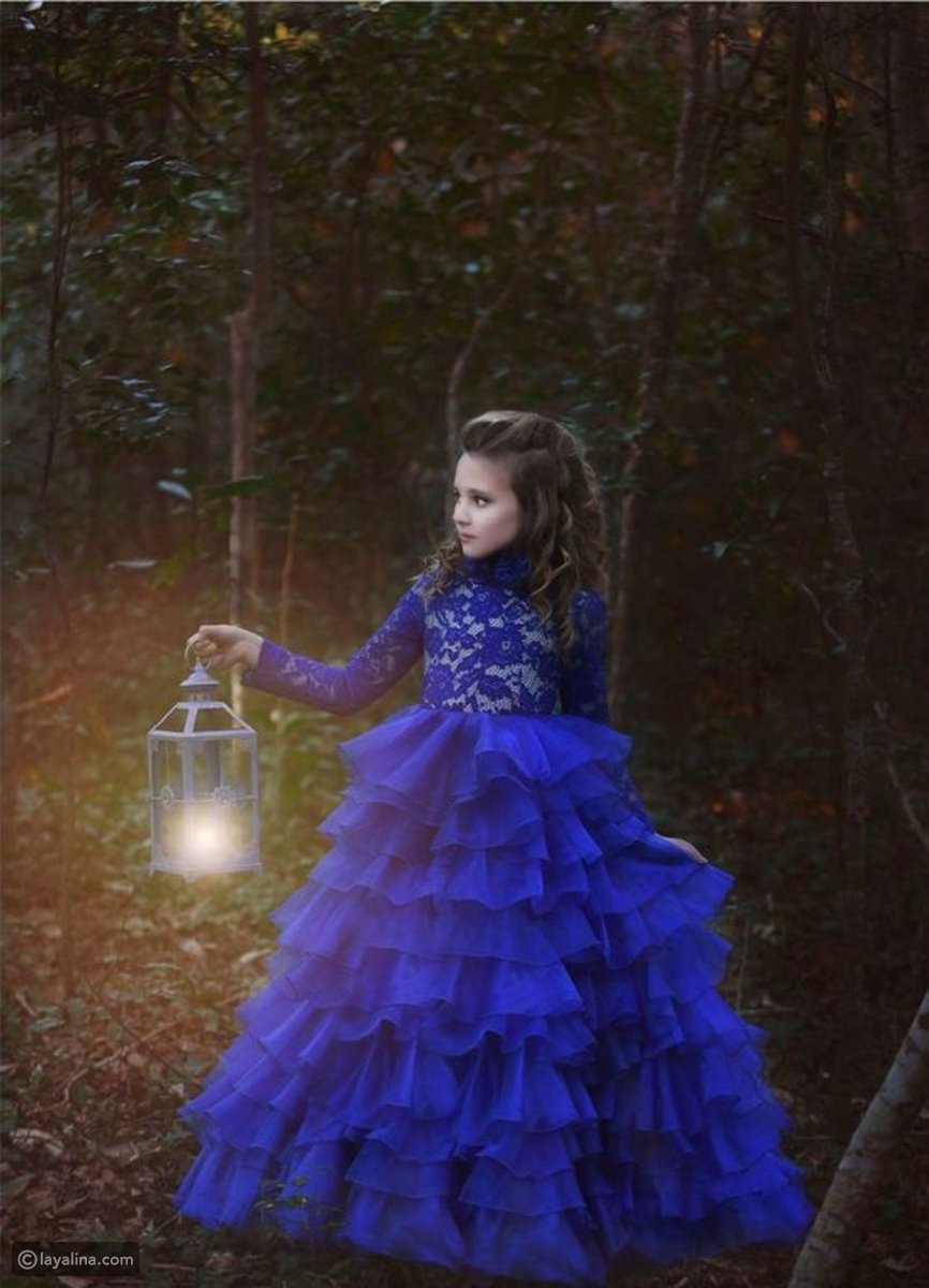 فستان نيلي للأطفال لحفلات الزفاف