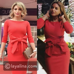 نهى نبيل وبيبي العبد المحسن بنفس الفستان الأحمر الأنيق