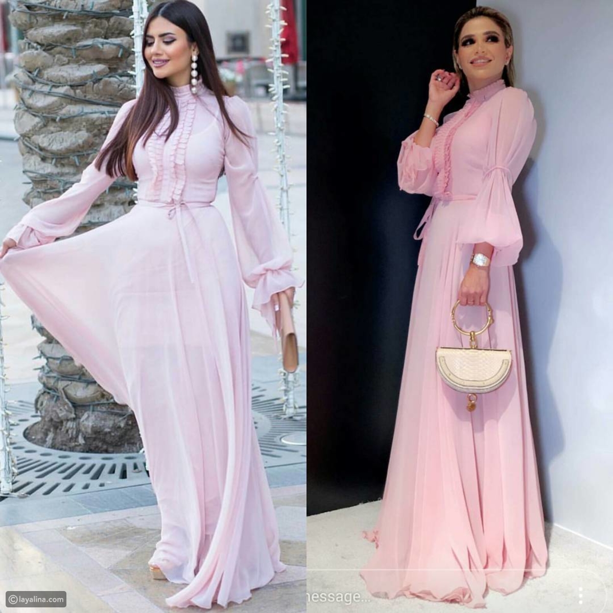 ديما الأسدي ونهى نيل بنفس الفستان الوردي الناعم