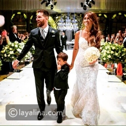 ميسي وزوجته مع ابنهما