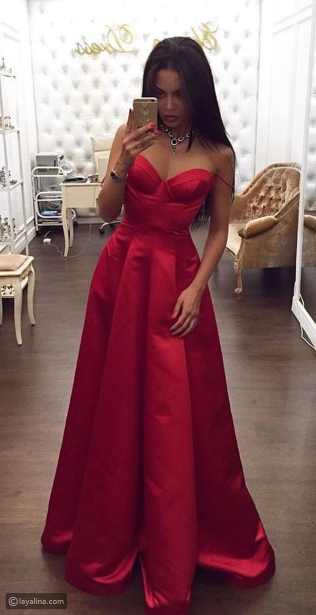 مجموعه فساتين باللون الاحمر لسهرات