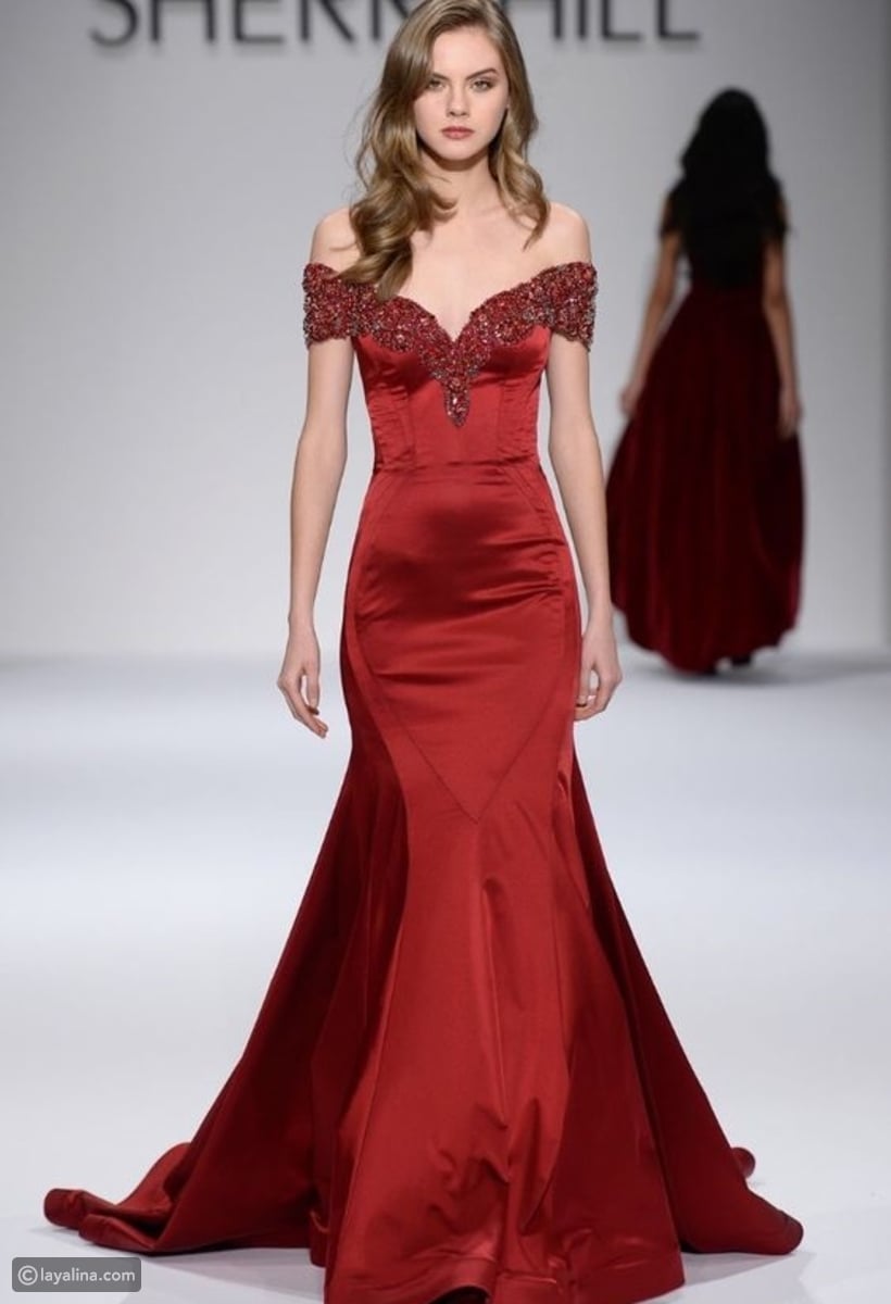 مجموعه فساتين باللون الاحمر لسهرات