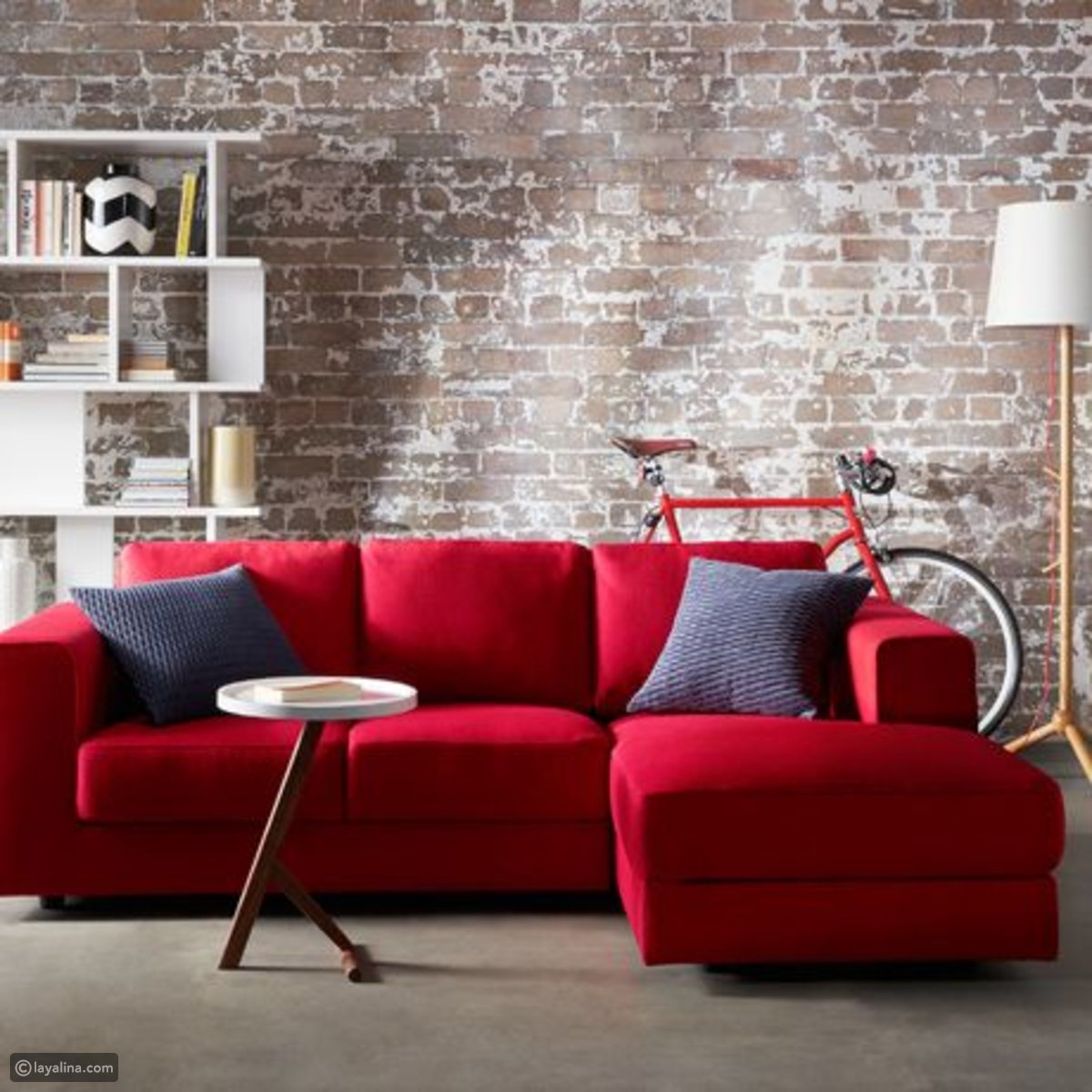 ديكورات معيشة باللون الأحمر لمنزل