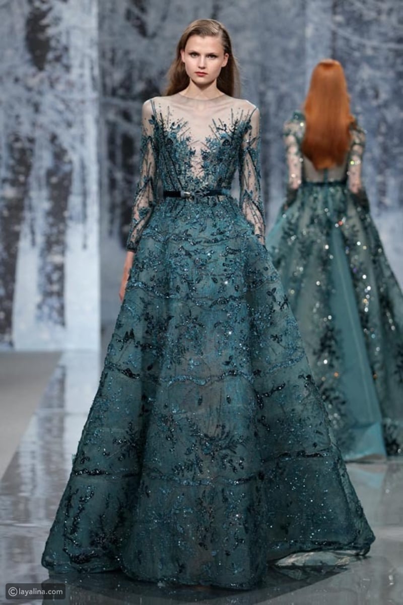 فساتين خطوبه باللون الاخضر المحتلف