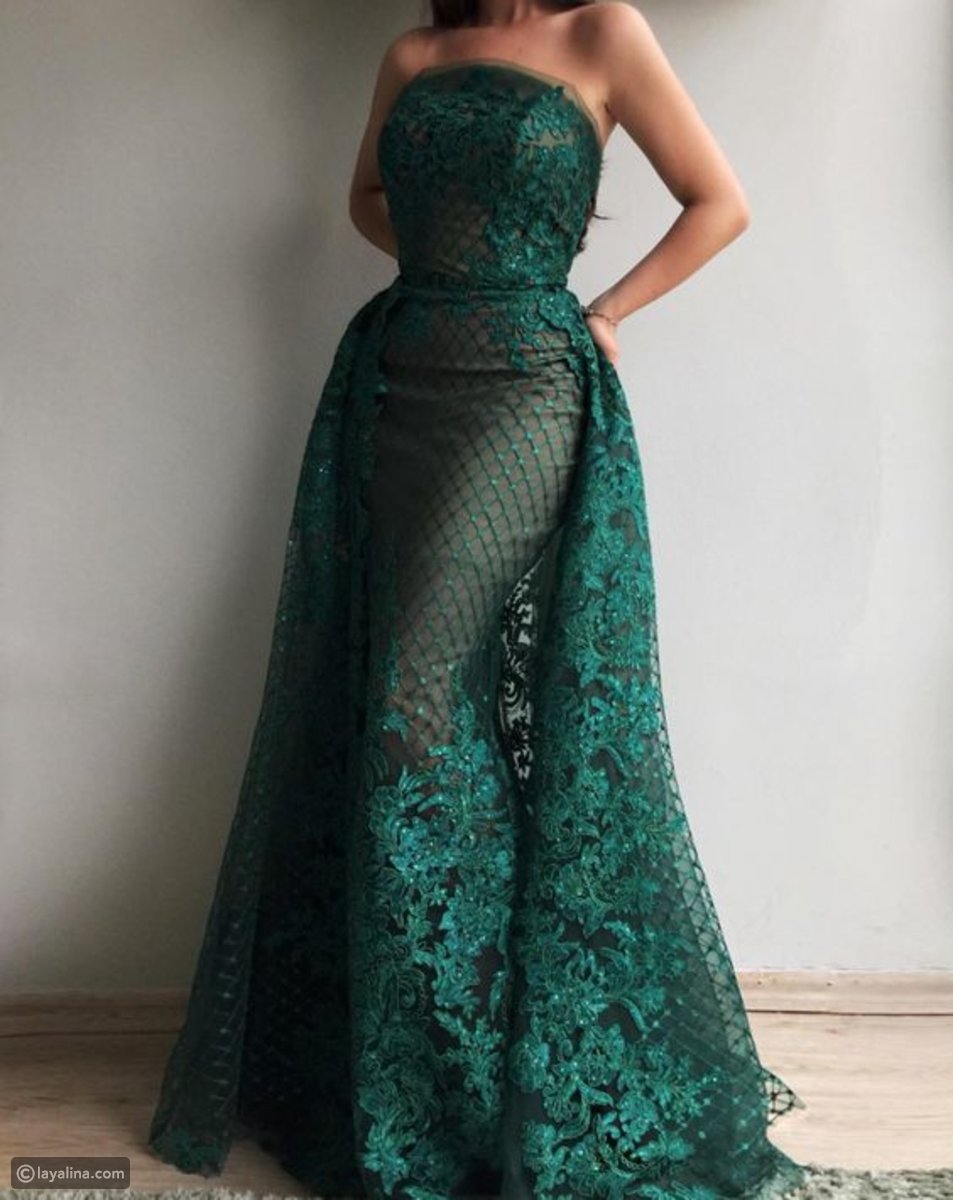 فساتين خطوبه باللون الاخضر المحتلف