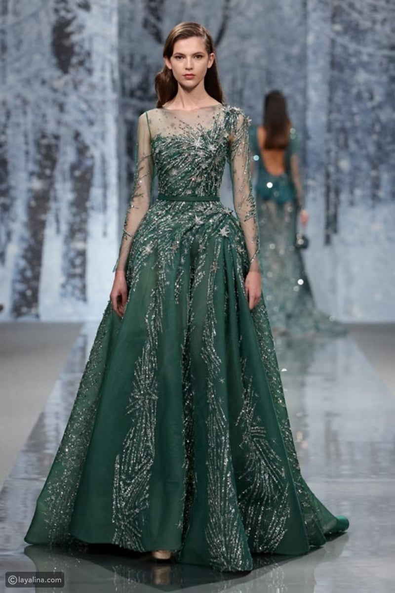 فساتين خطوبه باللون الاخضر المحتلف