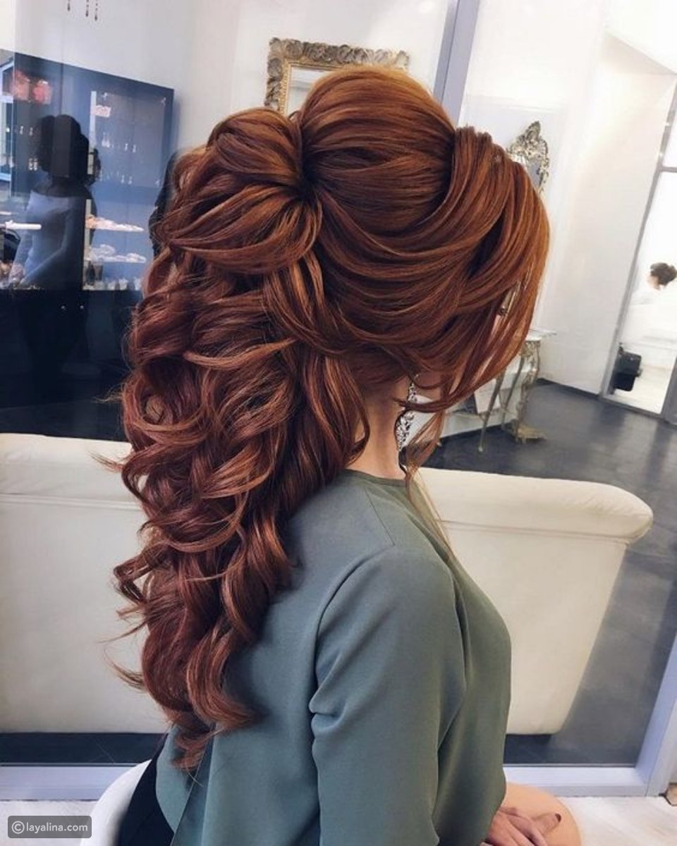 تسريحات ناعمه لشعر العروسه الطويل