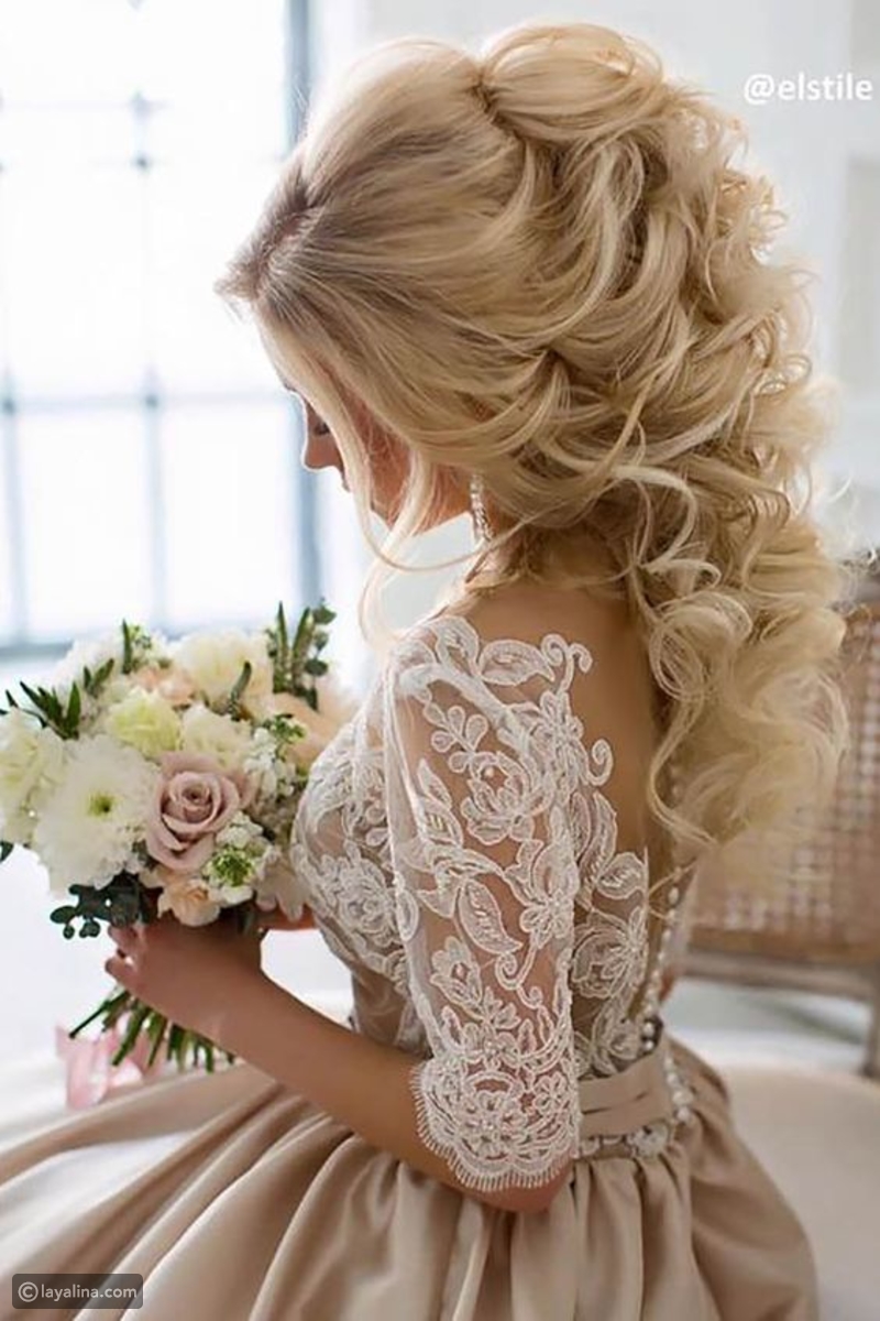 تسريحات ناعمه لشعر العروسه الطويل