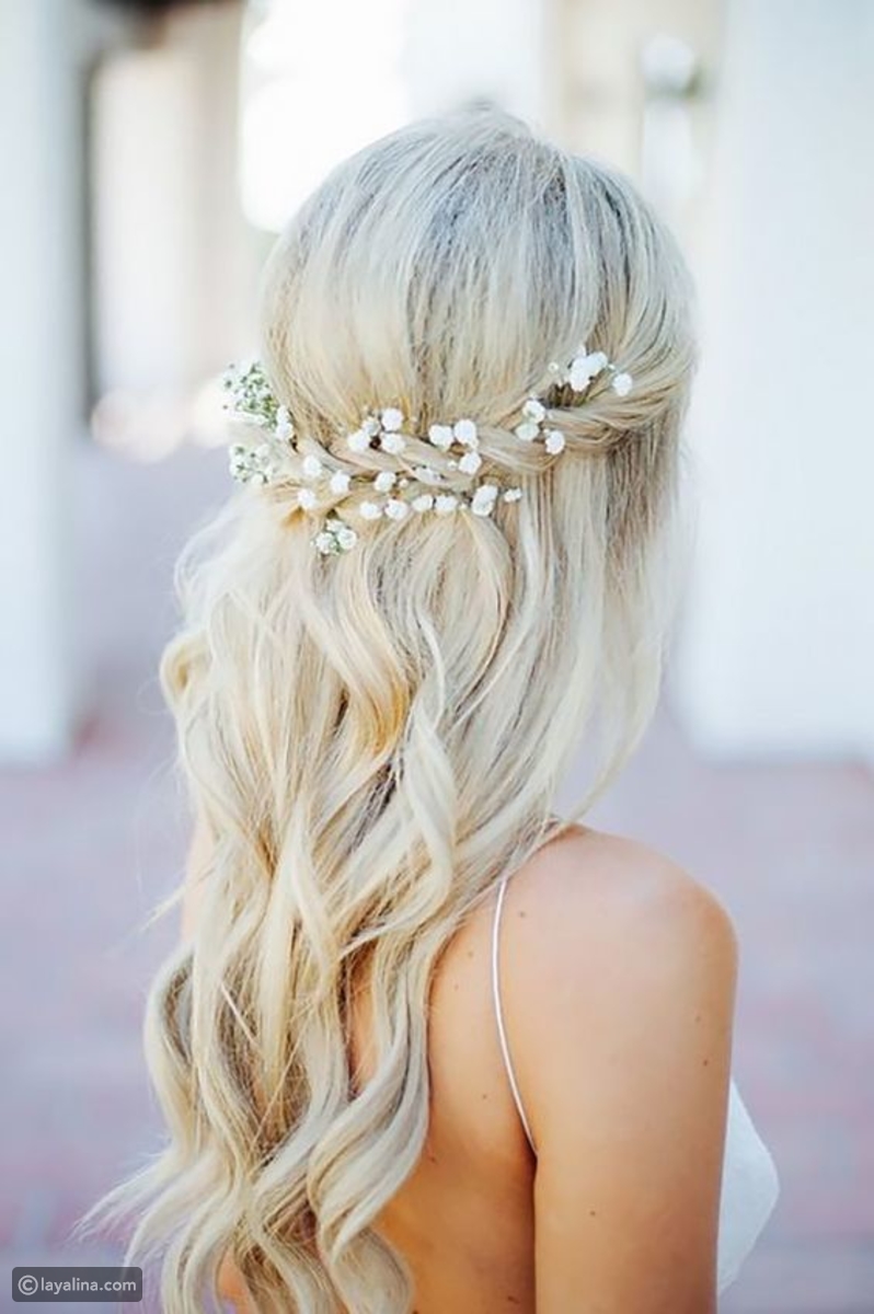 تسريحات ناعمه لشعر العروسه الطويل