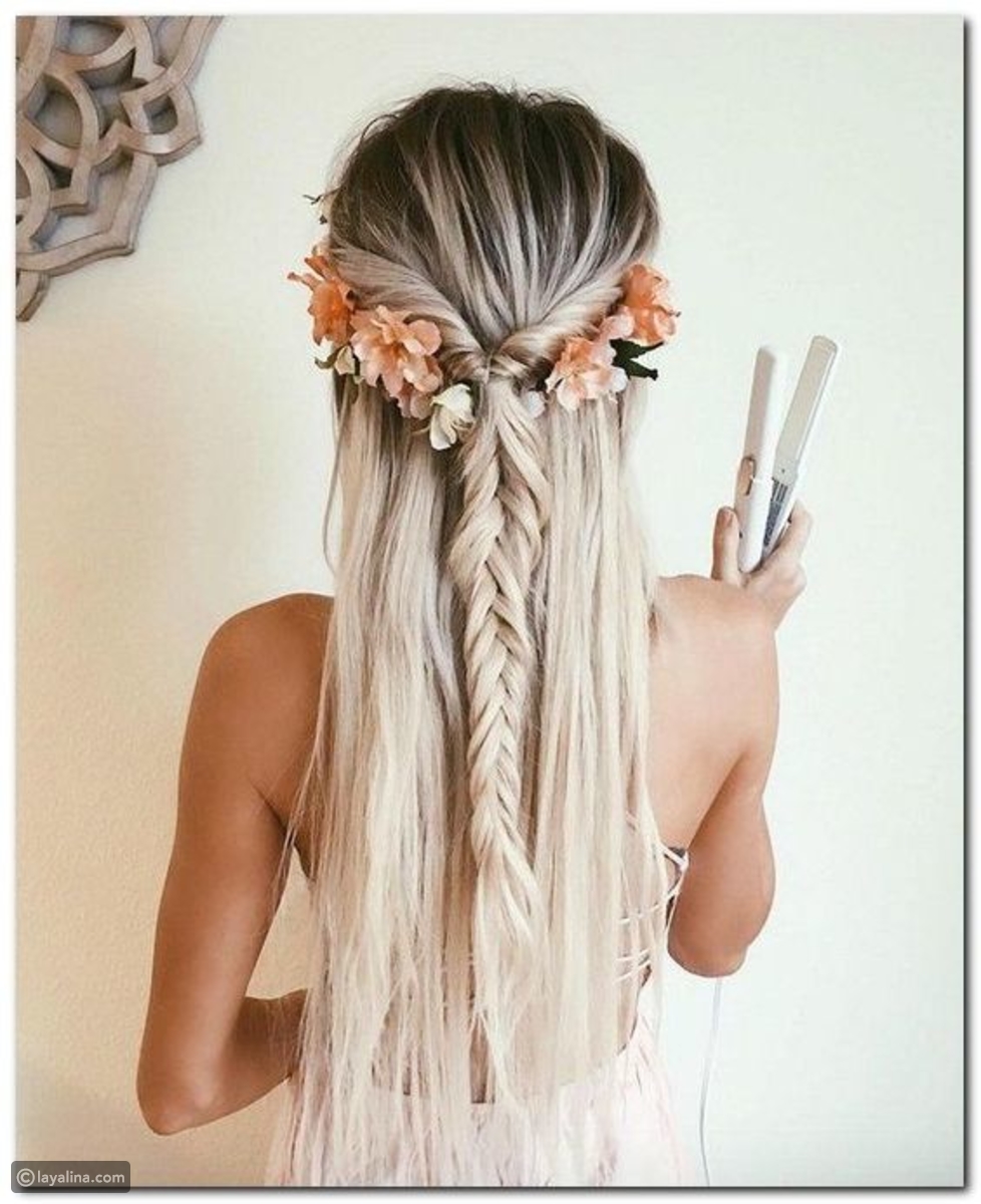 تسريحات ناعمه لشعر العروسه الطويل