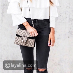 بنطال أسود وقميص أبيض لأزياء ربيع 2018