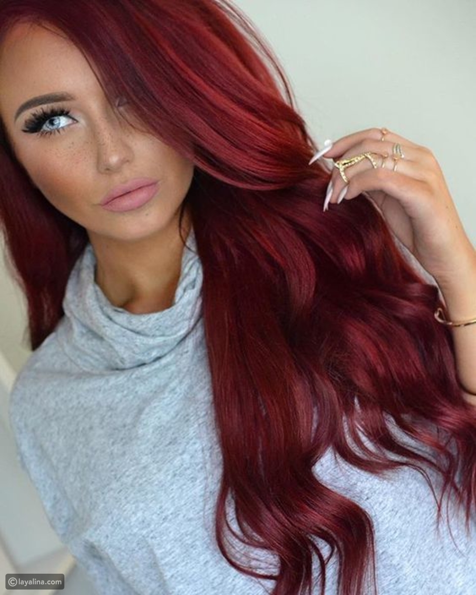 صبغات وتسريحات باللون الجرئ الاحمر