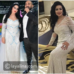 كما أضافت له ذيلاً من الشيفون وزينته بخرز على شكل زهور زرقاء صغيرة