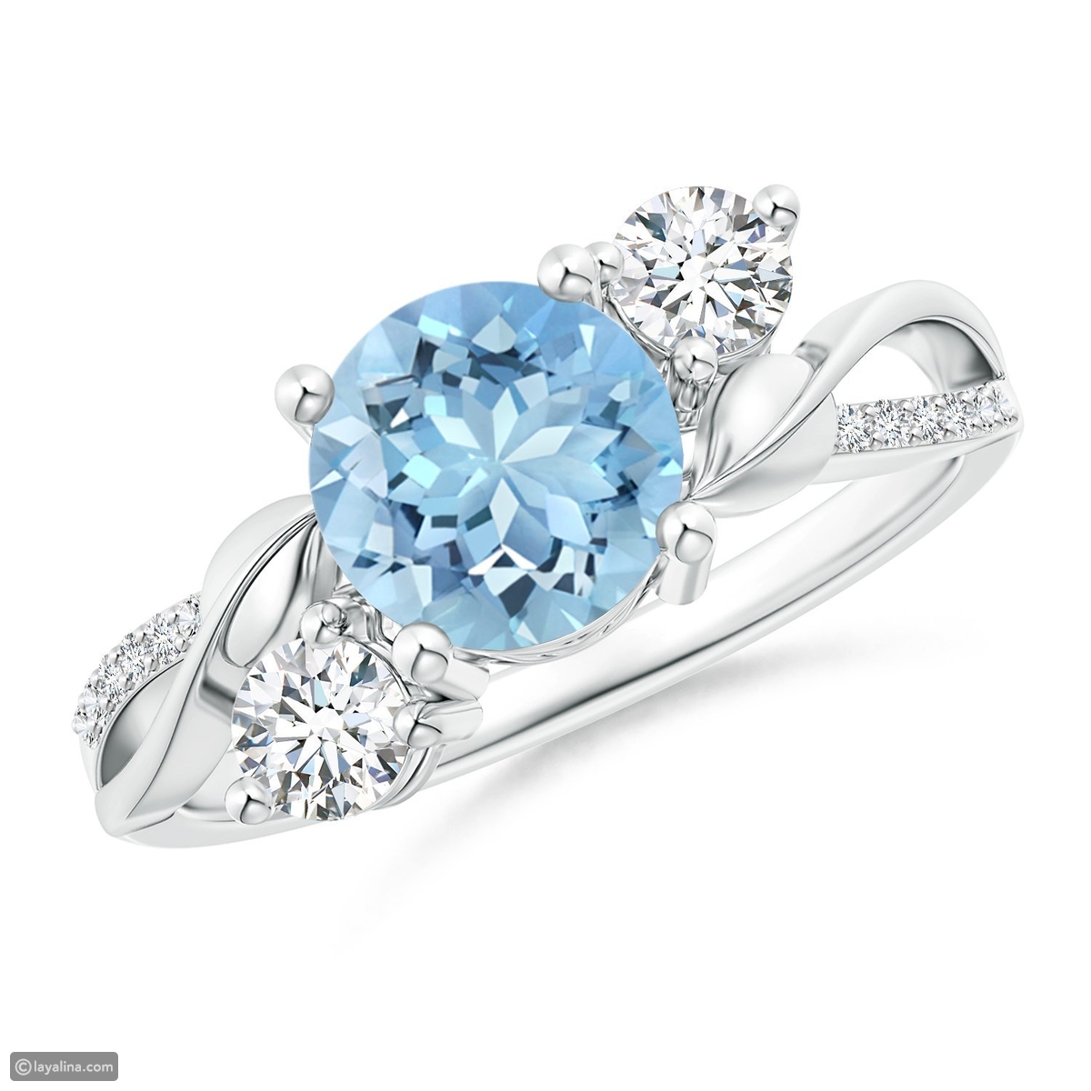 خاتم خطوبة ملتوي بحجر ملون