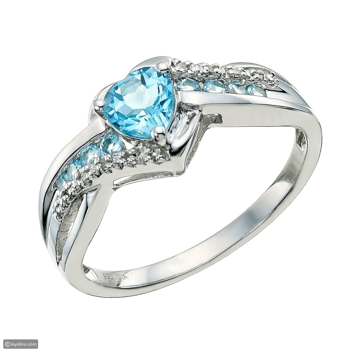 خاتم خطوبة بحلقتين وحجر فيروزي