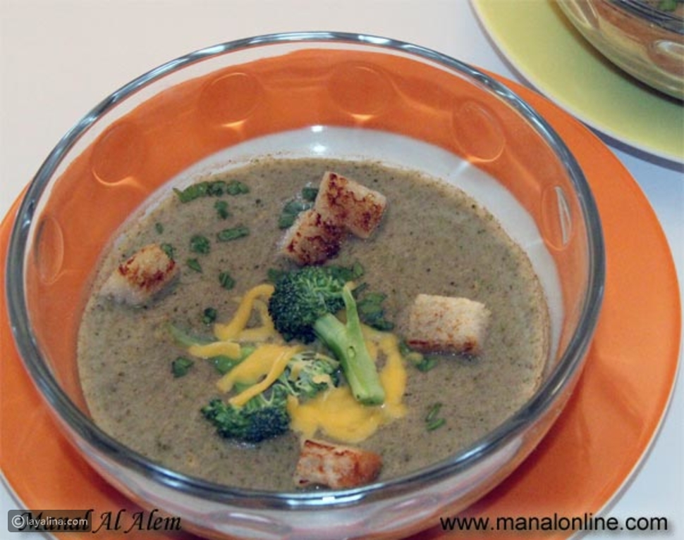 شوربة البروكلي بالمشروم