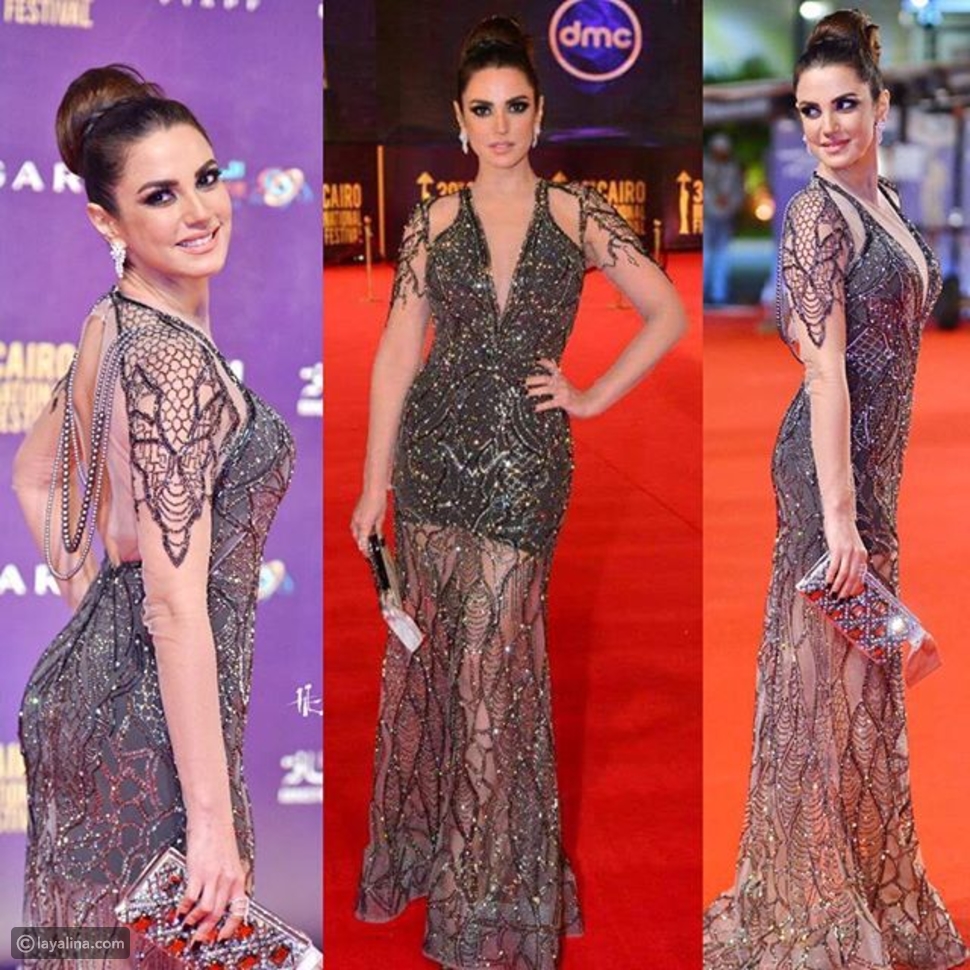 الممثلة التونسية درة زروق بفستان من تصميم هاني البحيري